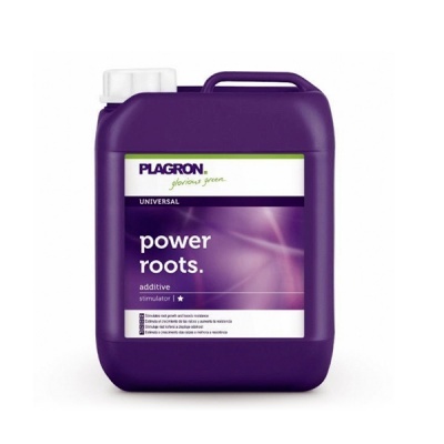 recipiente plástico roxo com rótulo PLAGRON power roots additive
