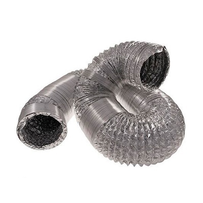 Tubagem flexível circular em alumínio para ventilação.