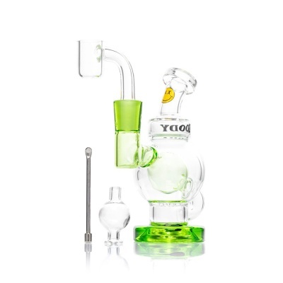 Mini bong de vidro verde e transparente com acessórios