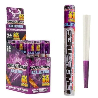 Pacote com cones transparentes para tabaco CYCLOPES CLEAR roxos e branco