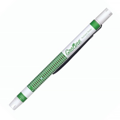 Caneta branca e verde Gnotine com clip preto e texto