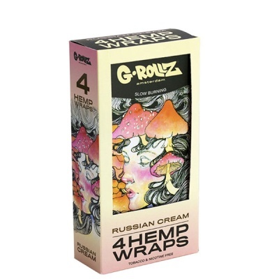 Embalagem G-Rollz 4 Hemp Wraps Russian Cream com ilustração artística