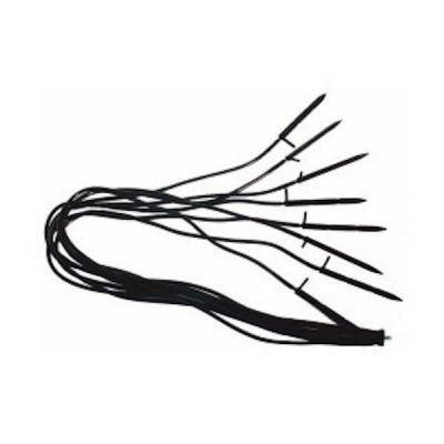 Cabo elétrico preto com terminais múltiplos sobre fundo branco