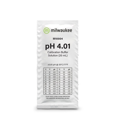 Saco branco de solução tampão Milwaukee pH 4.01 para calibração