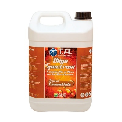 Recipiente plástico branco com rótulo laranja do produto Oligo Spectrum
