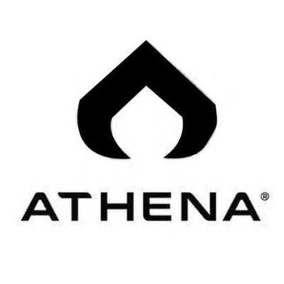 Logótipo da marca ATHENA em preto com símbolo gráfico