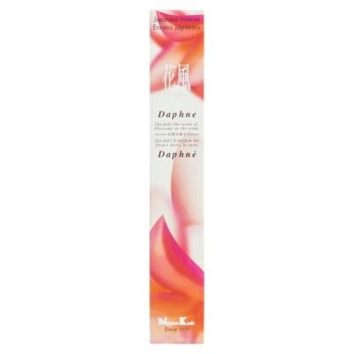Embalagem de incenso japonês Daphne com design rosa e laranja