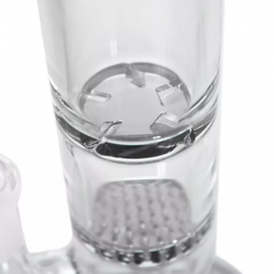 Peça de vidro transparente de cachimbo de água com difusor e cortes em cruz