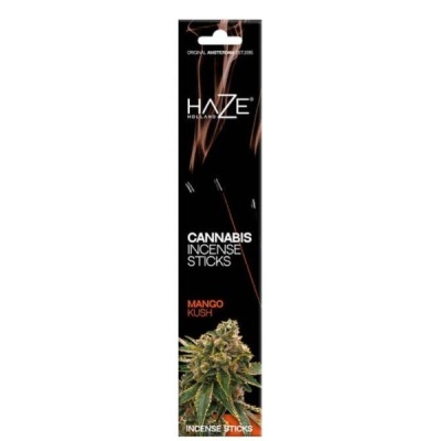 Embalagem preta de palitos de incenso cannabis Mango Kush da marca Haze