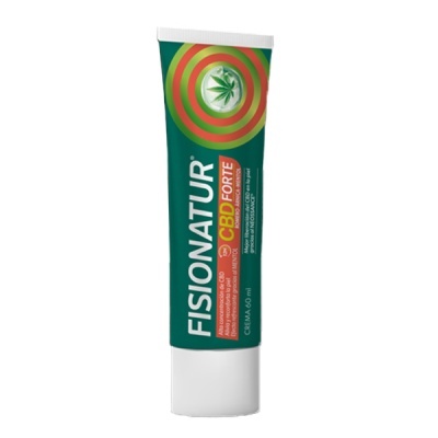 Tubo de creme FISIONATUR CBD FORTE com embalagem verde e tampa branca