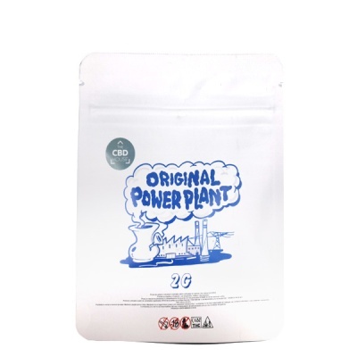 Embalagem branca ORIGINAL POWER PLANT com desenho azul e texto 2G