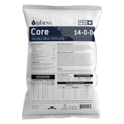 Saco branco de fertilizante ATHENA Core Pro 14-0-0 com texto informativo