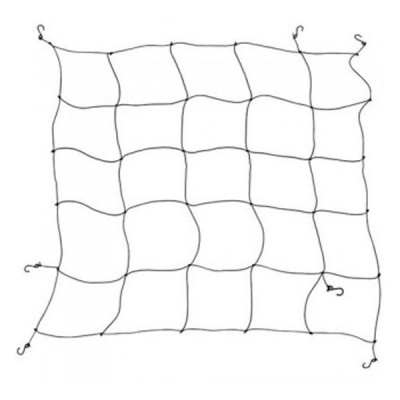 Rede de carga preta quadrada com ganchos metálicos