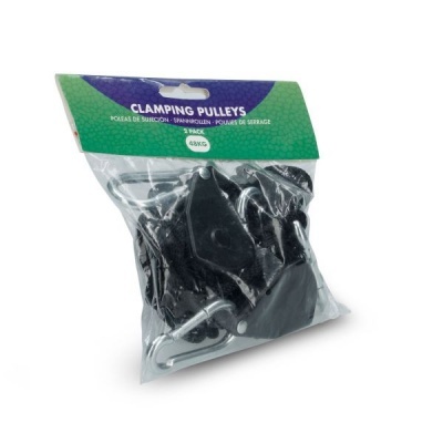 Conjunto de polias de aperto em saco transparente com etiqueta verde e azul