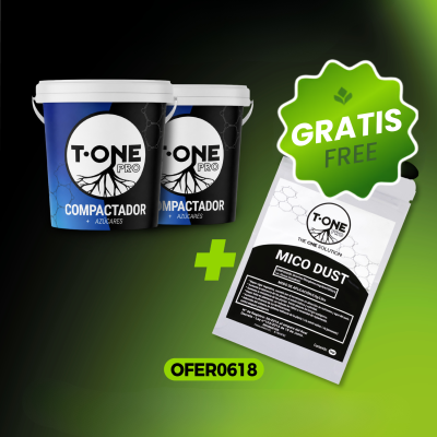 Dois baldes de plástico T-ONE PRO COMPACTADOR + AZÚCARES e saco T-ONE PRO MICO DUST com selo grátis e código OFER0618