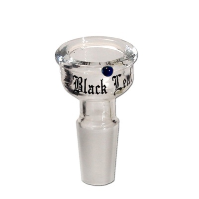 Pega de vidro transparente para cachimbo de água com inscrição Black Leaf