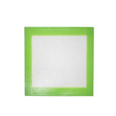 Tapete de silicone quadrado branco com borda verde
