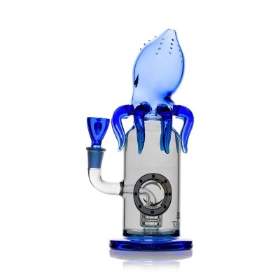Bong de vidro com design de polvo azul