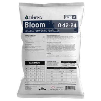 Saco branco de fertilizante solúvel para flores marca ATHENA modelo Bloom 0-12-24