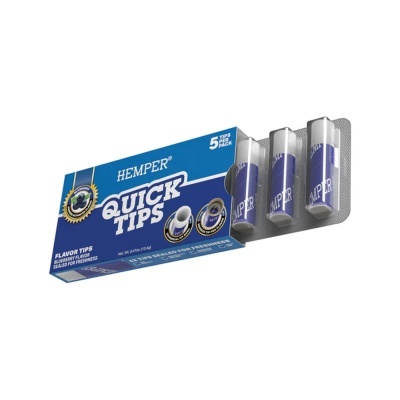 Pack de tips para tabaco sabor mirtilo de cor azul escuro com detalhes prata