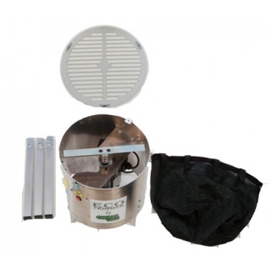 Conjunto máquina metálica ECO Kitchen, tampa branca, suportes metálicos e saco preto
