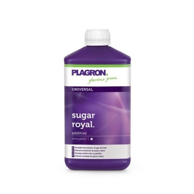 Frasco roxo com tampa branca de produto Plagron Sugar Royal para estimulação