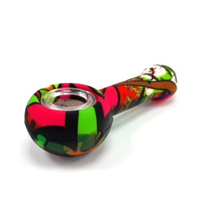 Pipeta colorida de silicone com copo de vidro transparente
