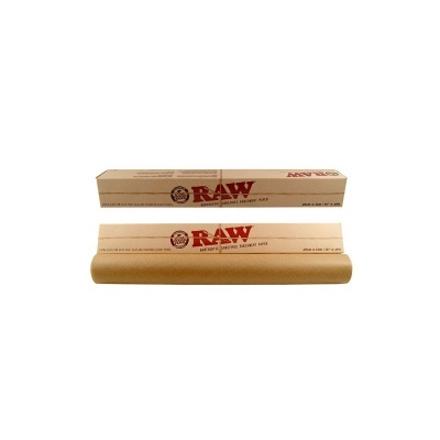 Rolo de papel RAW para enrolar com embalagem castanha e texto vermelho RAW