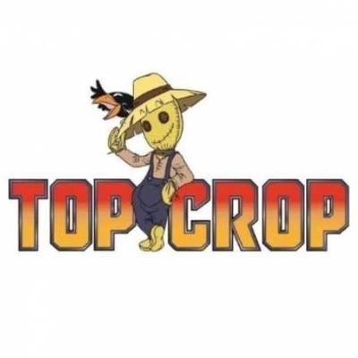 Logótipo TOP CROP com espantalho amarelo e corvo preto