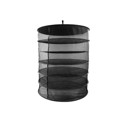 Rede de secagem preta suspensa com várias camadas circulares