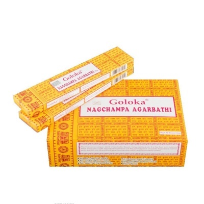 caixas amarelas de incenso Goloka Nagchampa Agarbathi