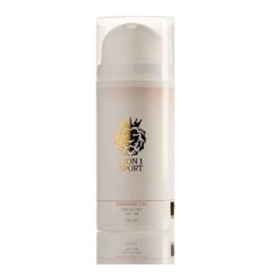 Frasco branco de desodorizante com logotipo de leão e texto LION 1 SPORT