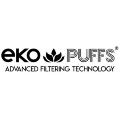 Logotipo eko PUFFS ADVANCED FILTERING TECHNOLOGY em preto e branco
