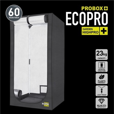 Tenda de cultivo Probox Ecopro Garden Highpro preta e branca