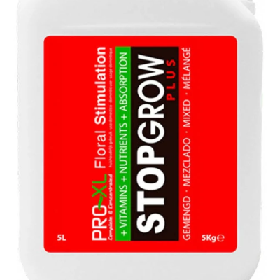 Recipiente plástico branco com etiqueta vermelha STOPGROW PLUS PRO-XL Floral Stimulation