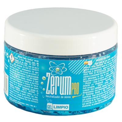 Frasco de gel limpador Zérum Pro azul com tampa branca e rótulo azul