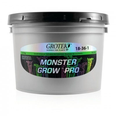 Recipiente de fertilizante Grotek Monster Grow Pro com 3,2 kg e rótulo colorido