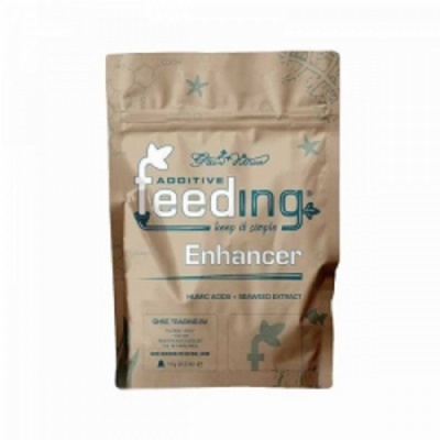 Embalagem bege de produto Additive Feeding Enhancer com texto azul e branco