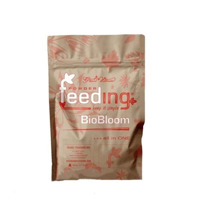 Embalagem embalagem rosa e bege com texto Feeding BioBloom