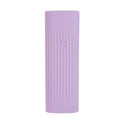Packagem retangular lilás com textura estriada e símbolo X central.