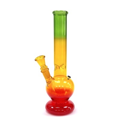 Bong de vidro colorido em degradê vermelho, laranja, amarelo e verde