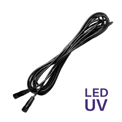 Cabo preto com conectores e texto LED UV