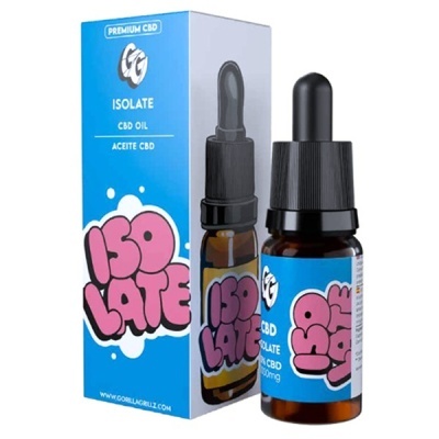 Frasco de óleo CBD Isolate com conta-gotas e embalagem azul