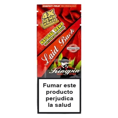 Pacote vermelho Kingpin hemp wraps com texto e aviso de saúde