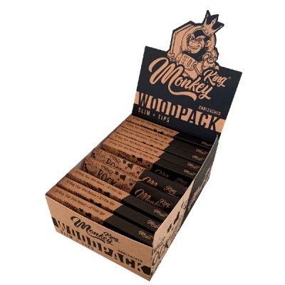 Caixa com 10 pacotes King Monkey WHOOPACK SLIM + TIPS UNBLEACHED em castanho e preto