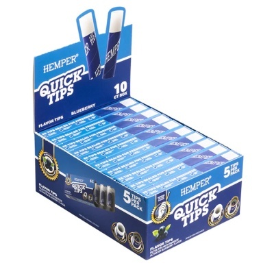 Embalagem azul de dicas para enrolar HEMPER QUICK TIPS sabor blueberry