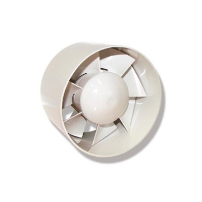 Ventoinha de extrator circular branca em fundo branco