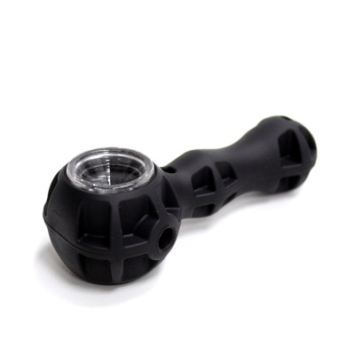 Tubo de fumar preto com tigela transparente