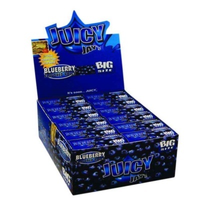 Embalagem azul de papel para enrolar Juicy Jays sabor Blueberry tamanho grande