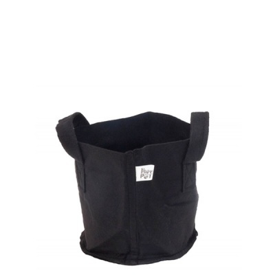 Saco preto de tecido com alças e etiqueta Plays Pot